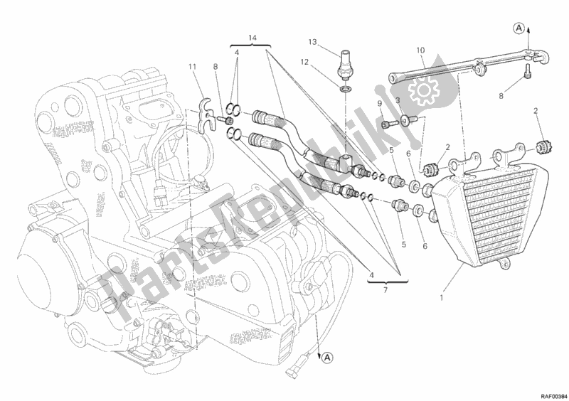 Todas as partes de Radiador De óleo do Ducati Superbike 1198 R USA 2010